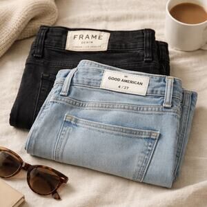 FRAME Le High Skinny + Good American Jeans Women 27 Premium Denim Bundle